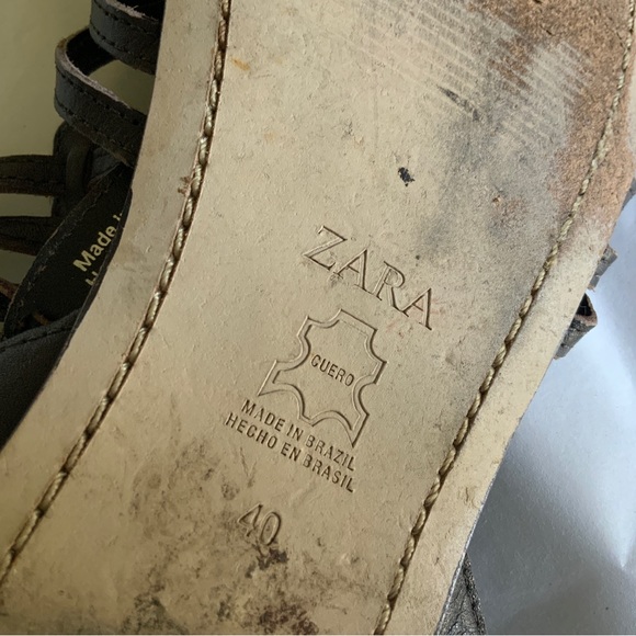 ZARA brown flat summer Sandals with small buckles. Ankle high.zipper at … - Picture 6 of 6